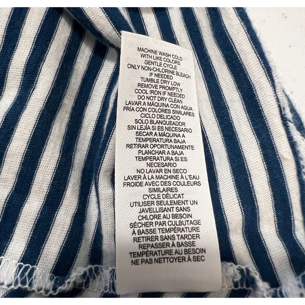 Splendid Girls Sleeveless Blue White Stripe Dress Ruffle Cotton Modal Size 12